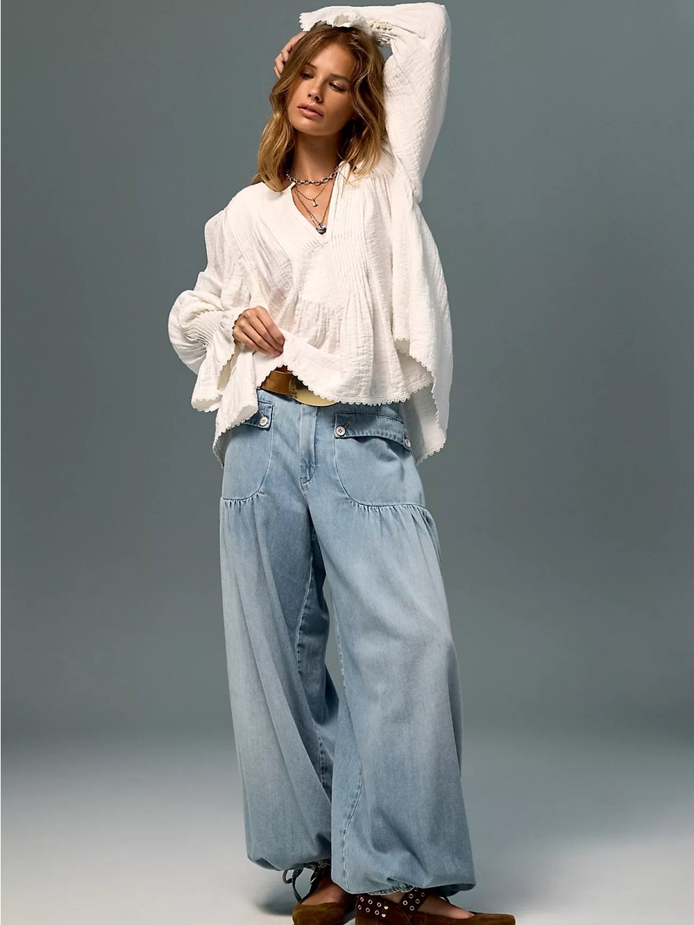 NWT Free People size 25 We The Free Lotus Balloon Jeans